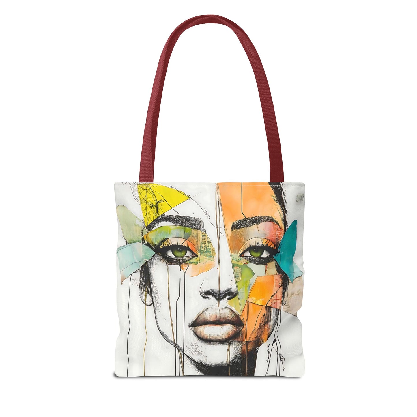 Artistic Abstract Face Tote Bag, Trendy Canvas Bag, Unique Gift for Art Lovers, Fashionable Beach Bag, Stylish Shopping Bag, Cool