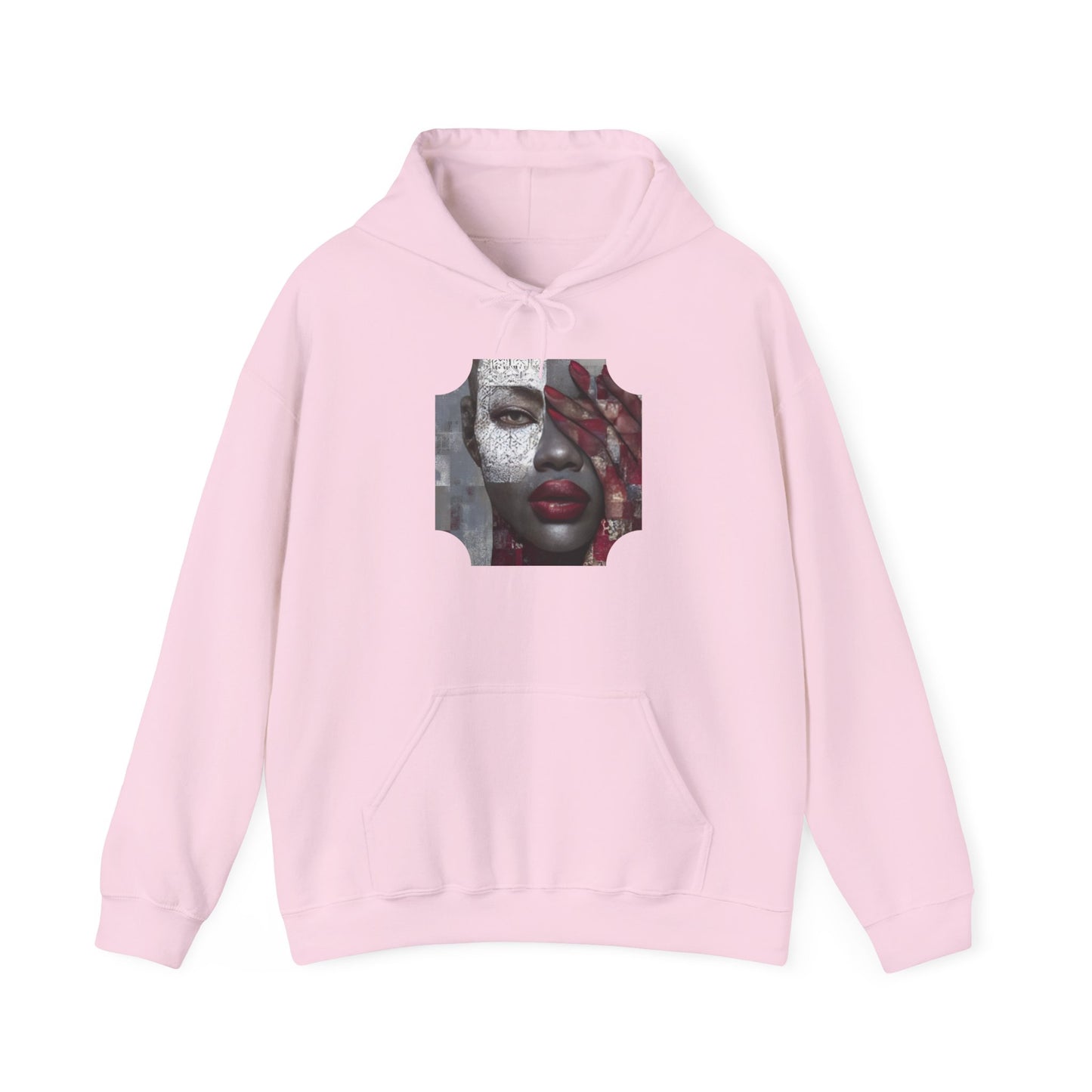 Do You See What I See? Afrocentric Abstract Puzzle Piece Unisex Hoodie Sweatshirt, Woman Print Face Hand Art, Hooded, Black