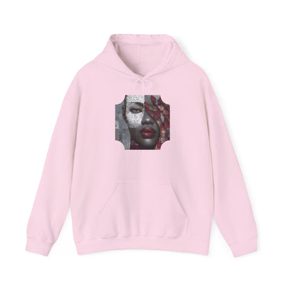 Do You See What I See? Afrocentric Abstract Puzzle Piece Unisex Hoodie Sweatshirt, Woman Print Face Hand Art, Hooded, Black