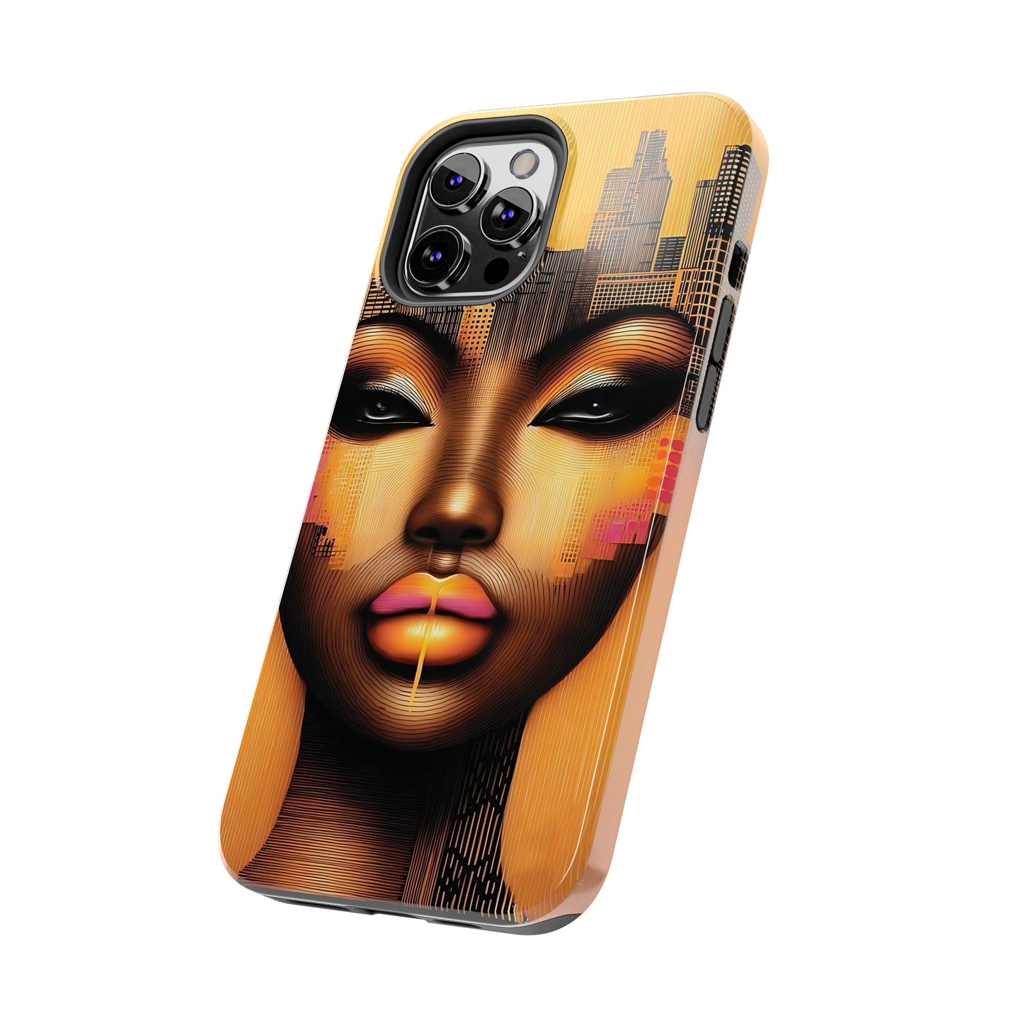Afrocentric Tough Phone Case, City Girl On The Move Unique Design, Urban Street Style, Protective Cellphone Cover, Trendy Mobile Accessory