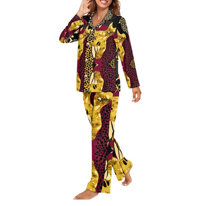 Turn down neck pajamas set for woman