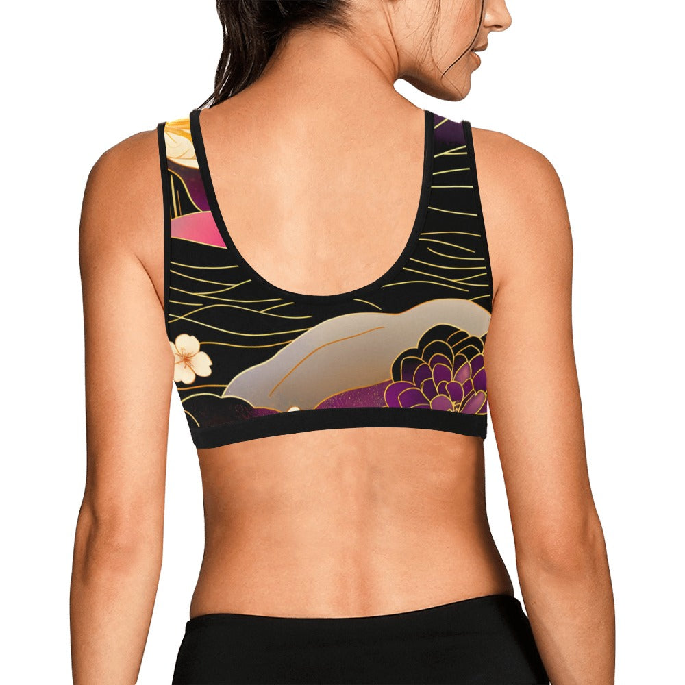 Dark Floral Sports Bra Women's All Over Print Sports Bra (Model T52)