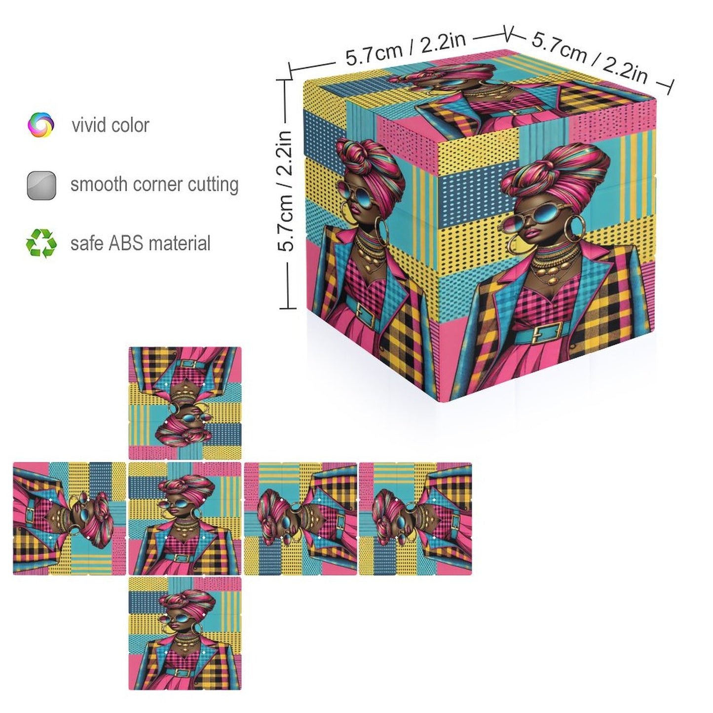 Headwrap Elegance 3x3 Magic Cube (One-sided Printing)