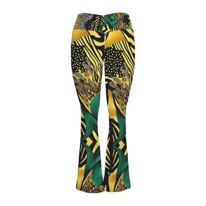 Golden Zebra Pattern High Waist Crossover Tummy Control Flare Leggings High Waist Crossover Tummy Control Flare Leggings