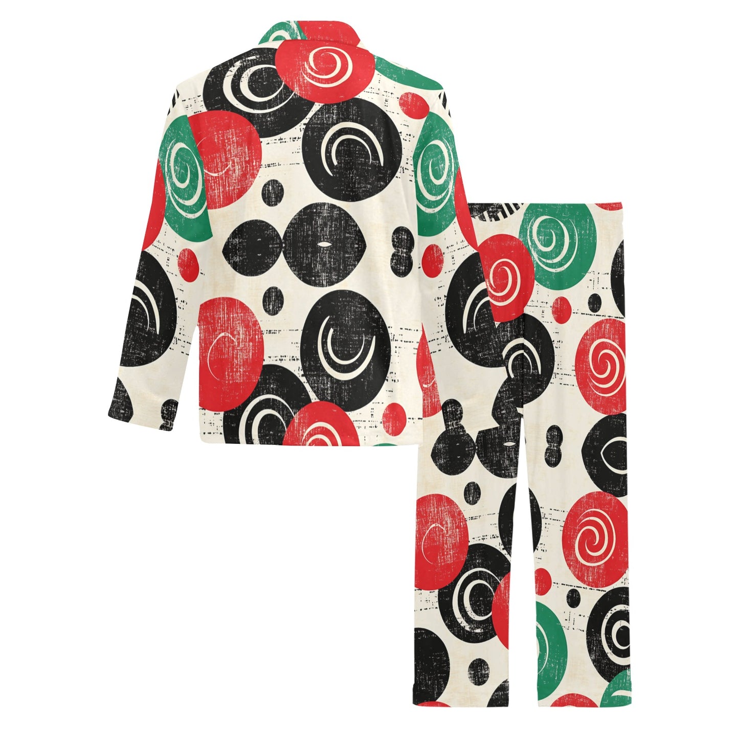 Geometric Pattern Men's Pajama Set Men's V-Neck Long Pajama Set