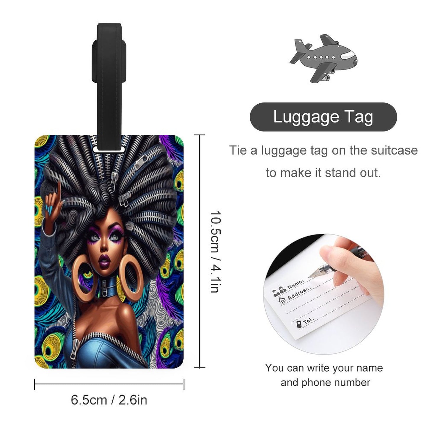 Full-Printed Luggage Tag with Black Hanging Loop