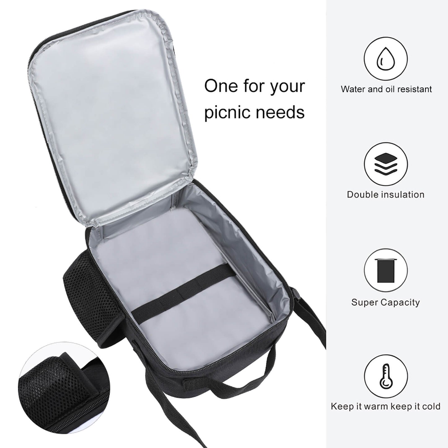 Insulated Lunch Bag with 600D Polyester
