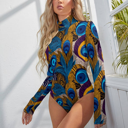 High-collar Long-sleeve Bodysuit NZ056 (All-Over Printing)