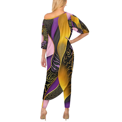 Loose off-shoulder two-piece suit