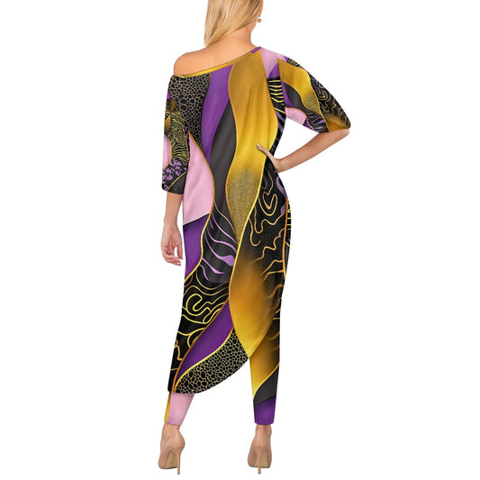 Loose off-shoulder two-piece suit