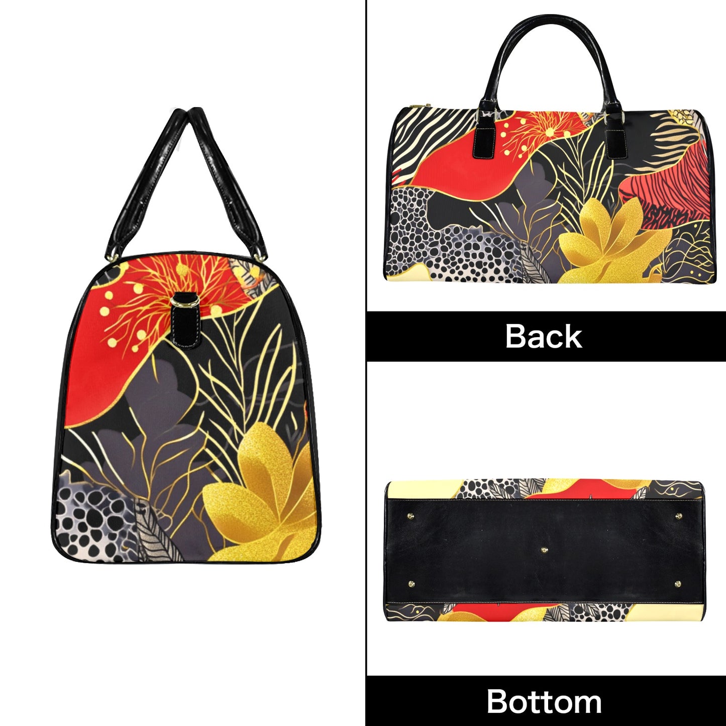 Golden Zebra Pattern Travel Bag Large Capacity Travel Bag-Large (Black Short Patch) (1737)
