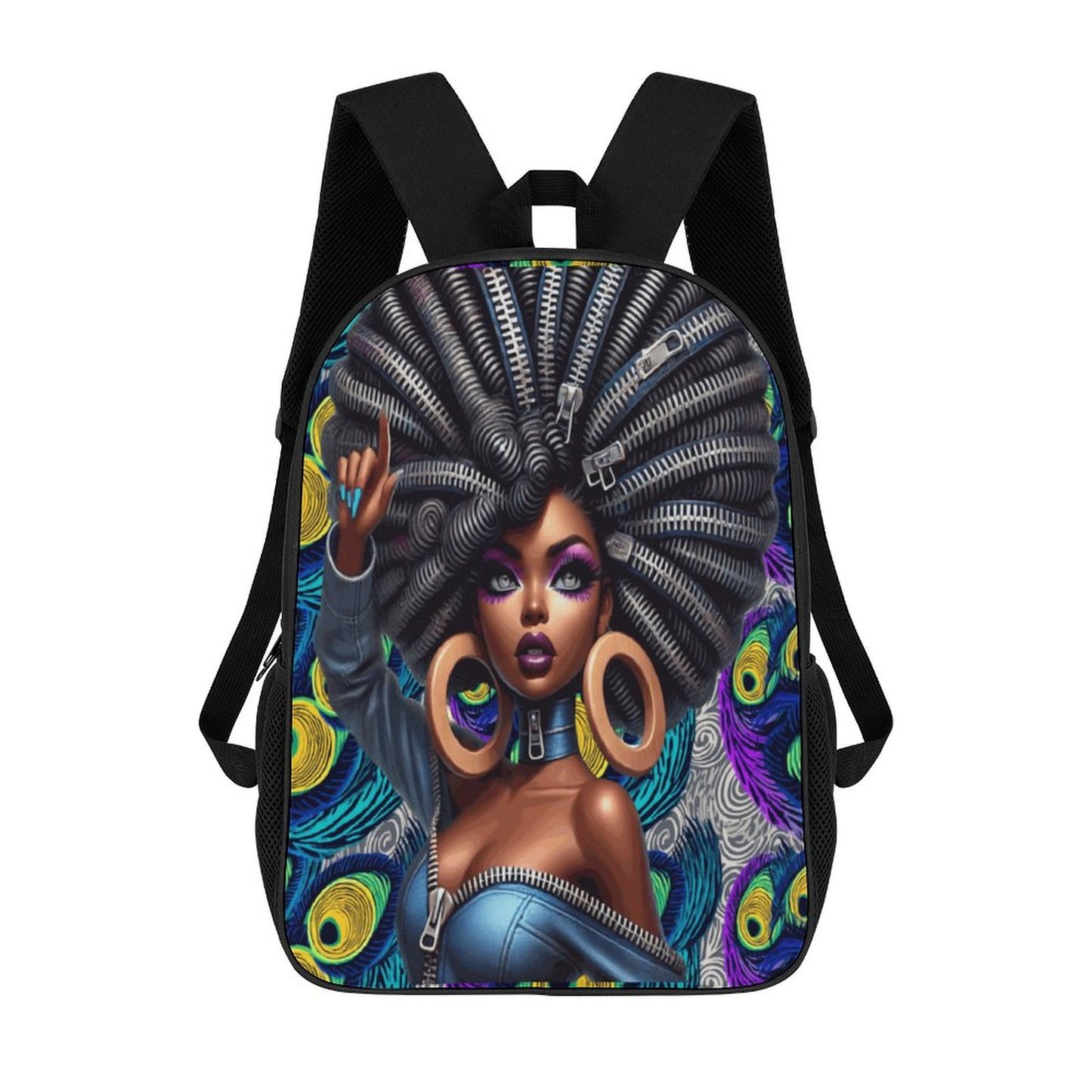 17 inch Black Schoolbag & Shoulder Backpack