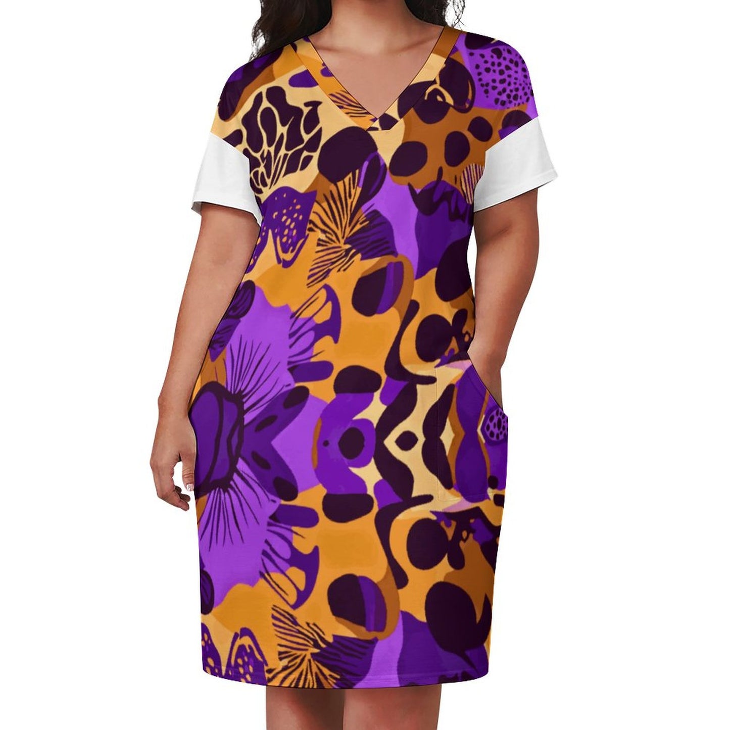 V-Neck Baggy Dress with Pocket LQ