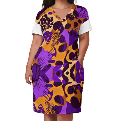 V-Neck Baggy Dress with Pocket LQ