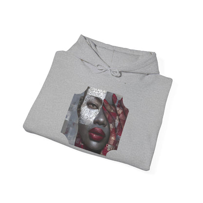 Do You See What I See? Afrocentric Abstract Puzzle Piece Unisex Hoodie Sweatshirt, Woman Print Face Hand Art, Hooded, Black
