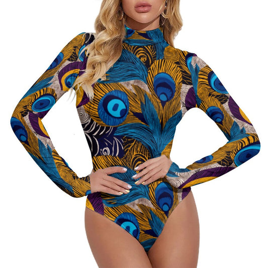 High-collar Long-sleeve Bodysuit NZ056 (All-Over Printing)