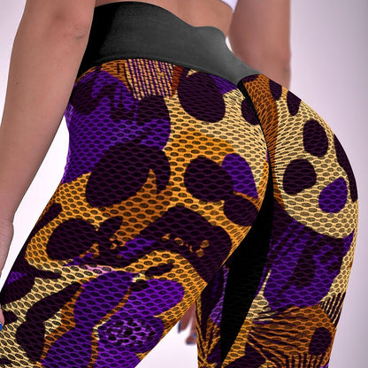 Custom Printed Honeycomb Textured Yoga Pants for Women (All-Over Printing)