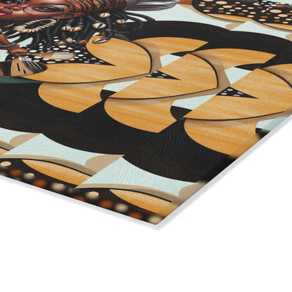 Glass Cutting Board, Afrocentric Kitchen Decor, Ankara Pattern Glass Board, Ethnic Design Cheese Board, Unique Housewarming Gift