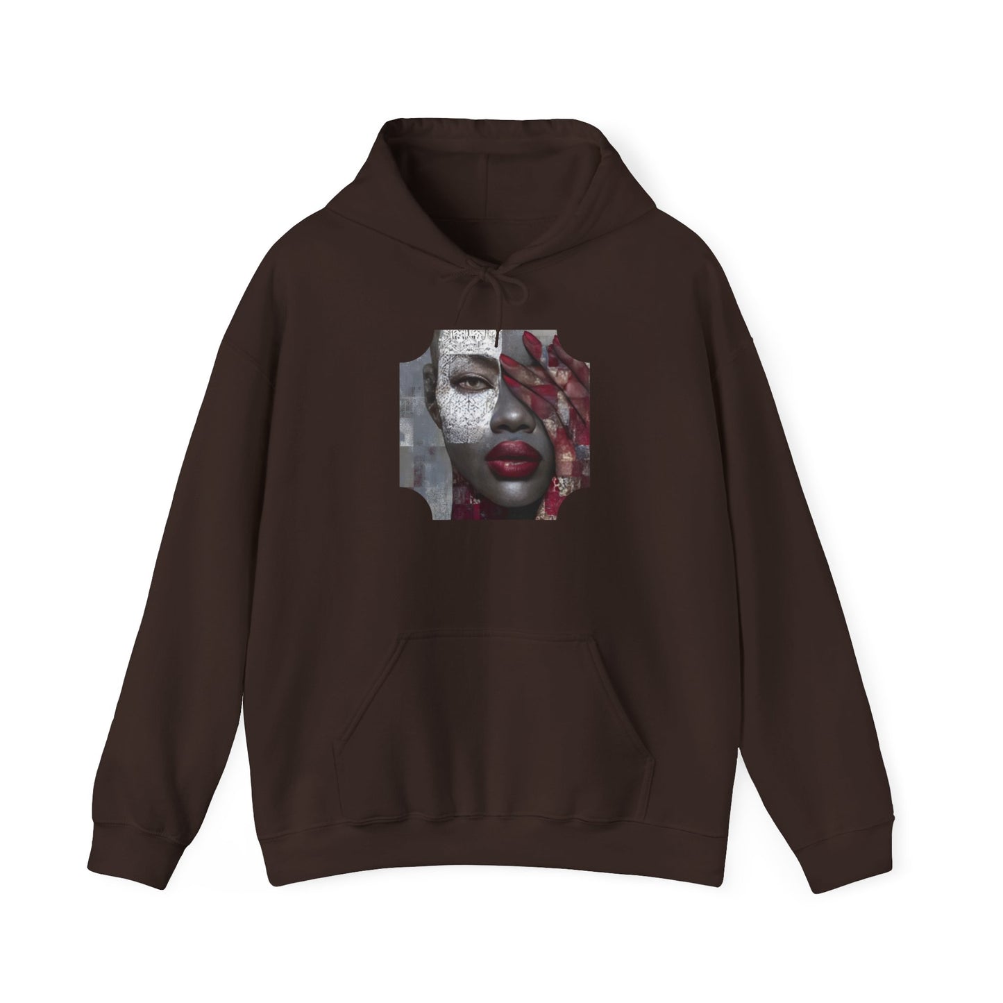Do You See What I See? Afrocentric Abstract Puzzle Piece Unisex Hoodie Sweatshirt, Woman Print Face Hand Art, Hooded, Black