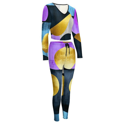 V neck sweatshirt set Women's V-neck Long Sleeve Yoga Set