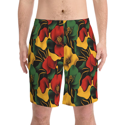 Tropical Floral Men#039 Beach Shorts - Vibrant Summer Vibes Pool Party Vacation Outdoor Activities Gift Idea