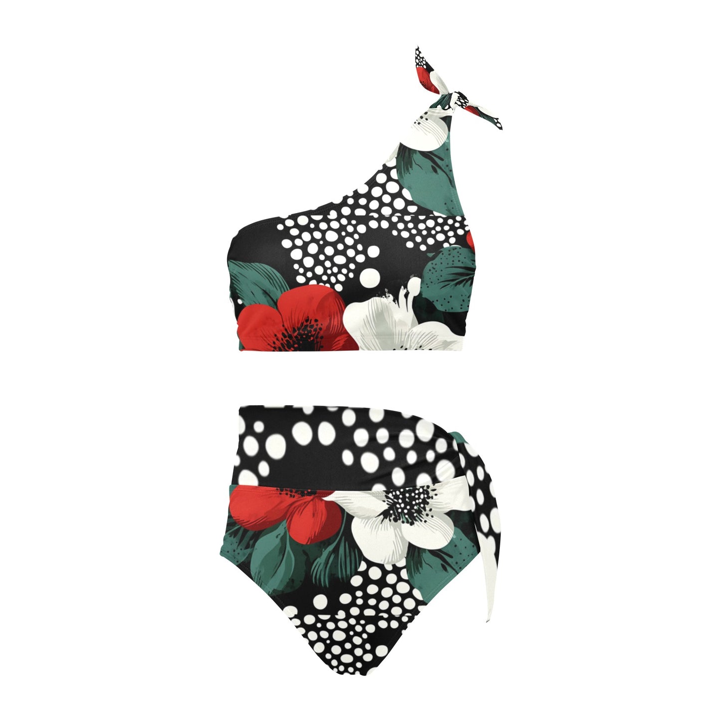 High Waisted One Shoulder Bikini Set (Model S16) High Waisted One Shoulder Bikini Set (Model S16)