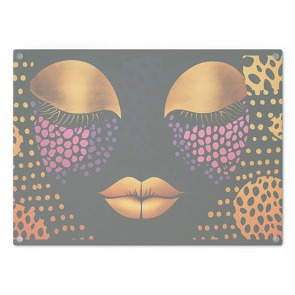 Artistic Glass Cutting Board with Elegant Face Design, Unique Kitchen Decor, Gift for Foodies, Modern Cooking, Stylish Kitchen Accessories