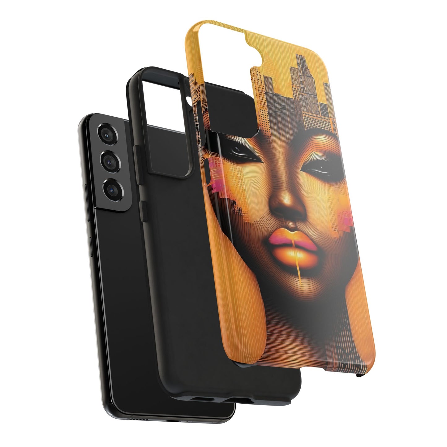 Afrocentric Tough Phone Case, City Girl On The Move Unique Design, Urban Street Style, Protective Cellphone Cover, Trendy Mobile Accessory