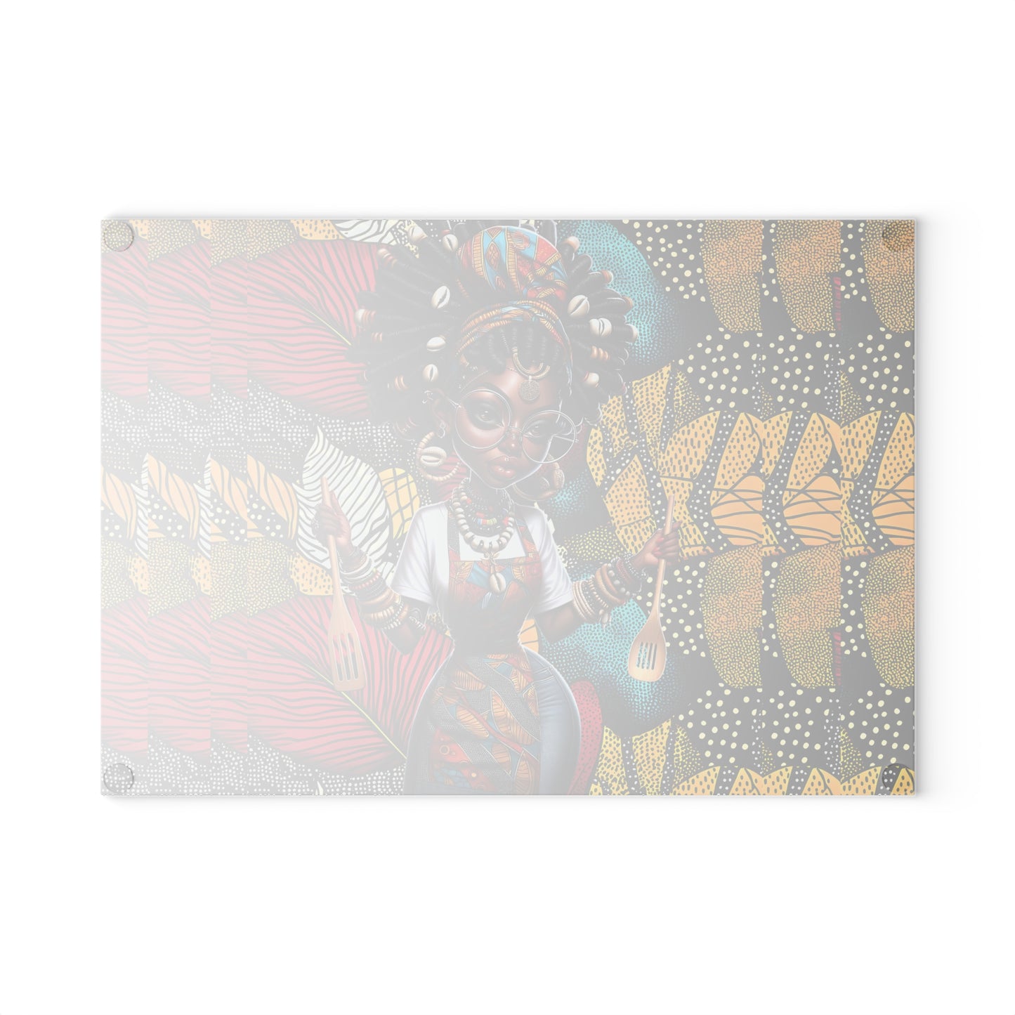 Glass Cutting Board, Afrocentric Kitchen Decor, Ankara Pattern Glass Board, Ethnic Design Cheese Board, Unique Housewarming Gift