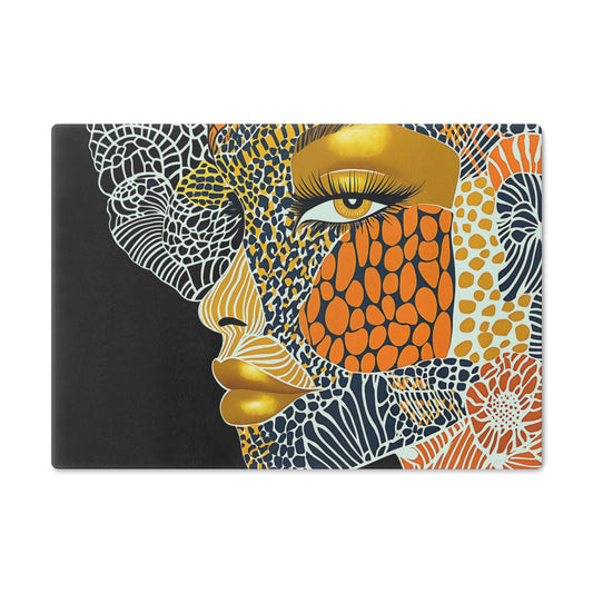 Artistic Glass Cutting Board with Elegant Face Design, Unique Kitchen Decor, Gift for Foodies, Modern Cooking, Stylish Kitchen Accessories