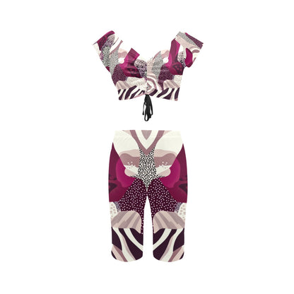 Burgundy Camo Women's Yoga Set Women's Crop Top Yoga Set