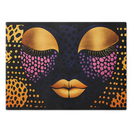 Artistic Glass Cutting Board with Elegant Face Design, Unique Kitchen Decor, Gift for Foodies, Modern Cooking, Stylish Kitchen Accessories