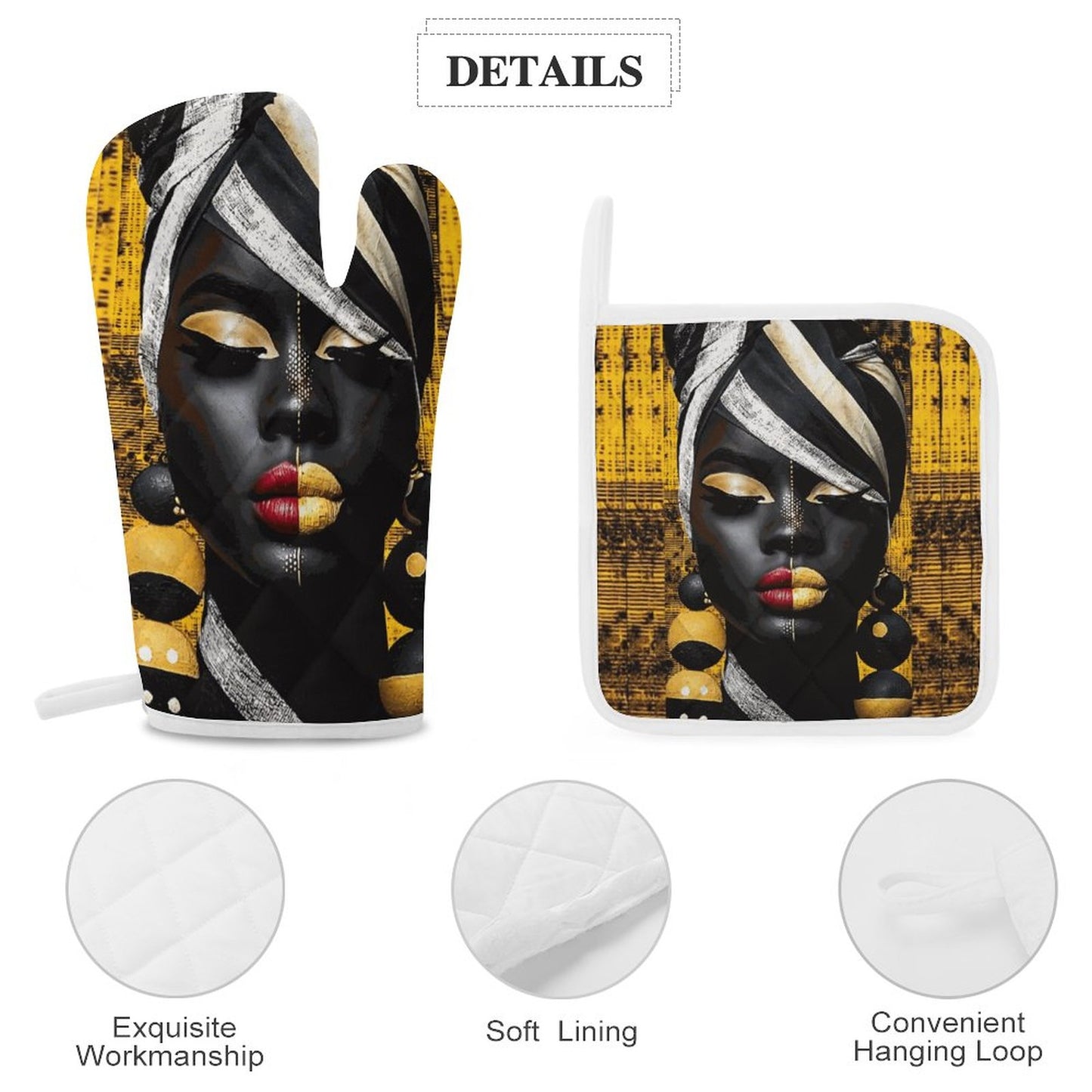 Oven Mitts & Pot Holder Set of 3 (Multi-image Splicing)