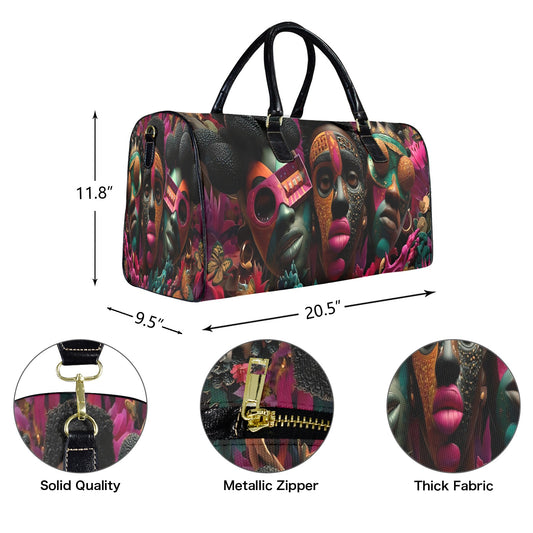 AfroCentric Masks Travel Bag Large Capacity Travel Bag-Large (Black Short Patch) (1737)
