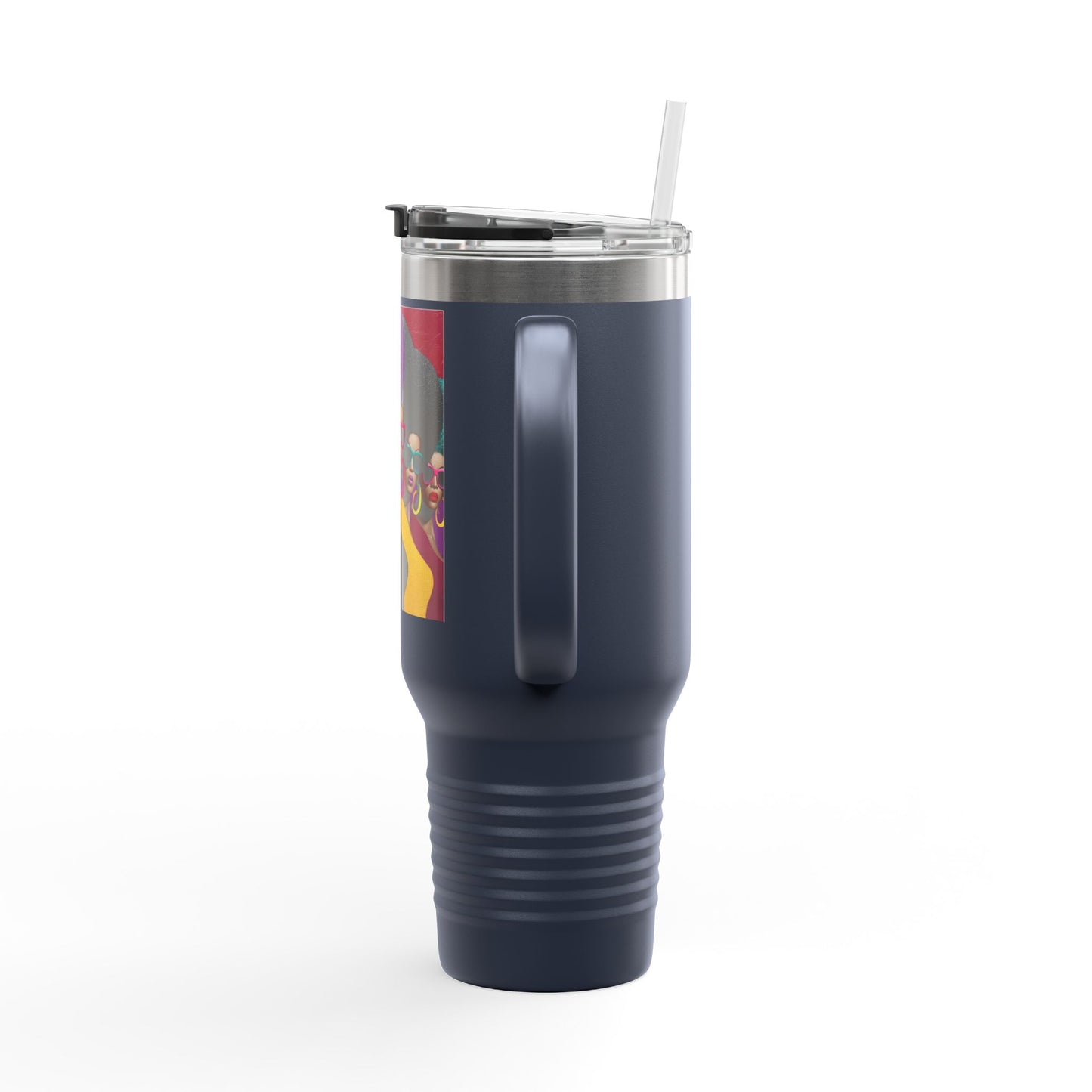 Afrocentric Tumbler Mug, Black Woman Afro Sunglasses Drinkware, Travel Coffee