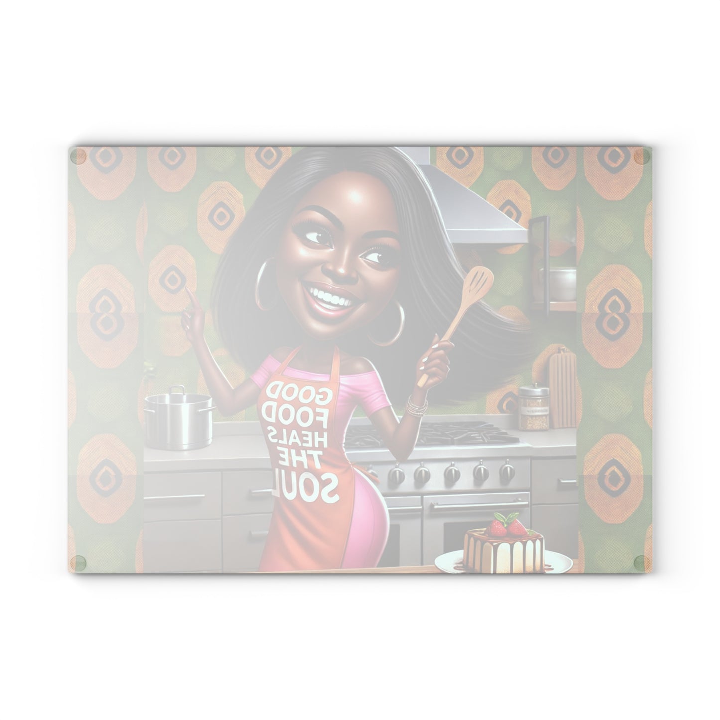 Soulful Bites and Kitchen Delights Glass Cutting Board #SBKD1
