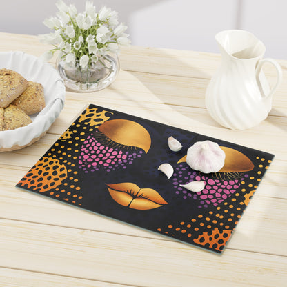 Artistic Glass Cutting Board with Elegant Face Design, Unique Kitchen Decor, Gift for Foodies, Modern Cooking, Stylish Kitchen Accessories