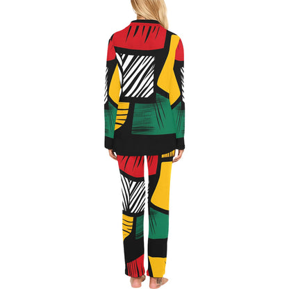 Geometric Pattern Women's Pajama Set Women's Long Pajama Set