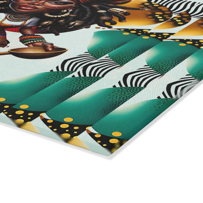 Glass Cutting Board, Afrocentric Kitchen Decor, Ankara Pattern Glass Board, Ethnic Design Cheese Board, Unique Housewarming Gift