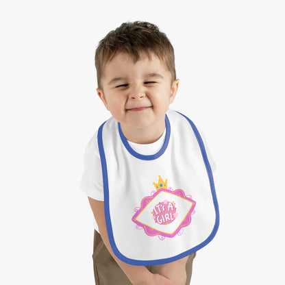 It's A Girl Baby Contrast Trim Jersey Bib #IAG1
