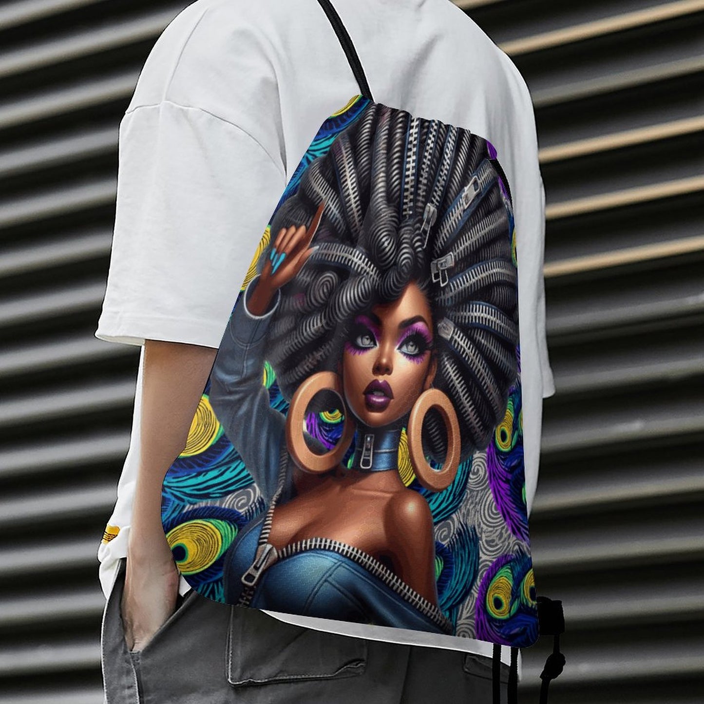 Custom Drawstring Bags with Waffle Cloth Designs