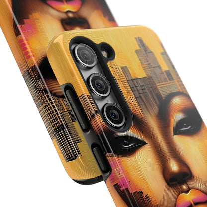 Afrocentric Tough Phone Case, City Girl On The Move Unique Design, Urban Street Style, Protective Cellphone Cover, Trendy Mobile Accessory