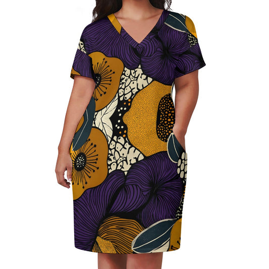 Floral Pattern Loose Pocket Dress