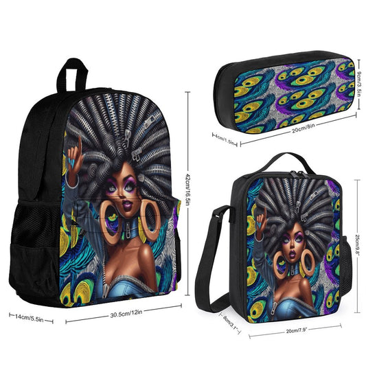 Set of 3 Bags (Shoulder Bag Lunch Bag & Pencil Pouch)