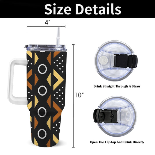 Afrocentric Pattern 40 0z Tumbler With White Handle 40oz Tumbler with White Handle