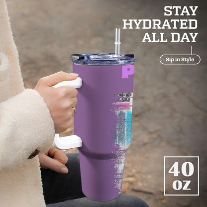 Primed and Ready 40 oz Tumbler With White Handler 40oz Tumbler with White Handle