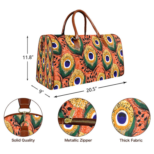 Peacock Travel Bag Large Capacity Travel Bag-Large (Brown Short Patch) (1737)