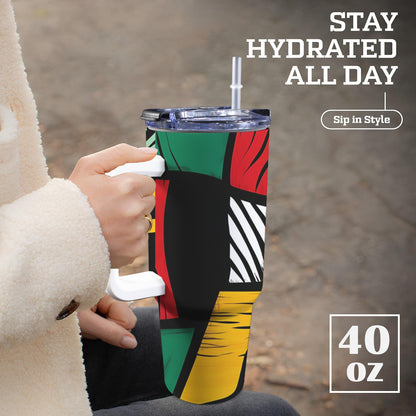 Geometric Pattern 40 0z Tumbler With White Handle 40oz Tumbler with White Handle