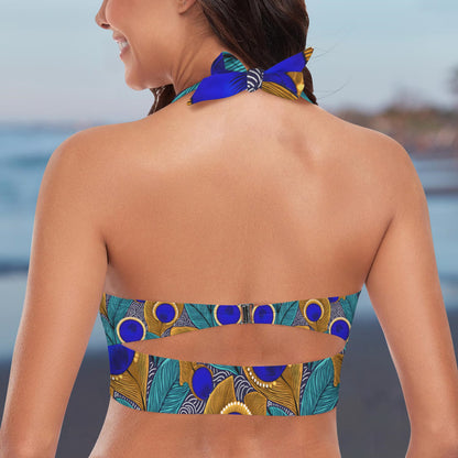 Peacock Women's Halter Neck Gather Chest Bikini Top (Model S53) Women's Halter Neck Gather Chest Bikini Top (Model S53)