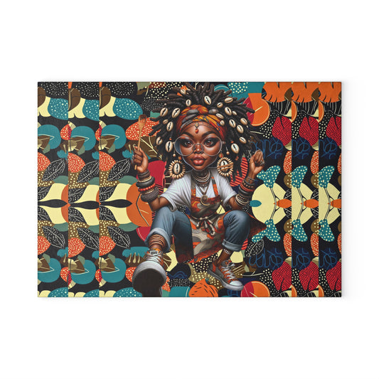 Glass Cutting Board, Afrocentric Kitchen Decor, Ankara Pattern Glass Board, Ethnic Design Cheese Board, Unique Housewarming Gift